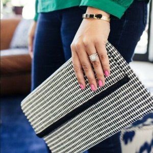 Stella & Dot City Slim Clutch - Crosshatch Raffia